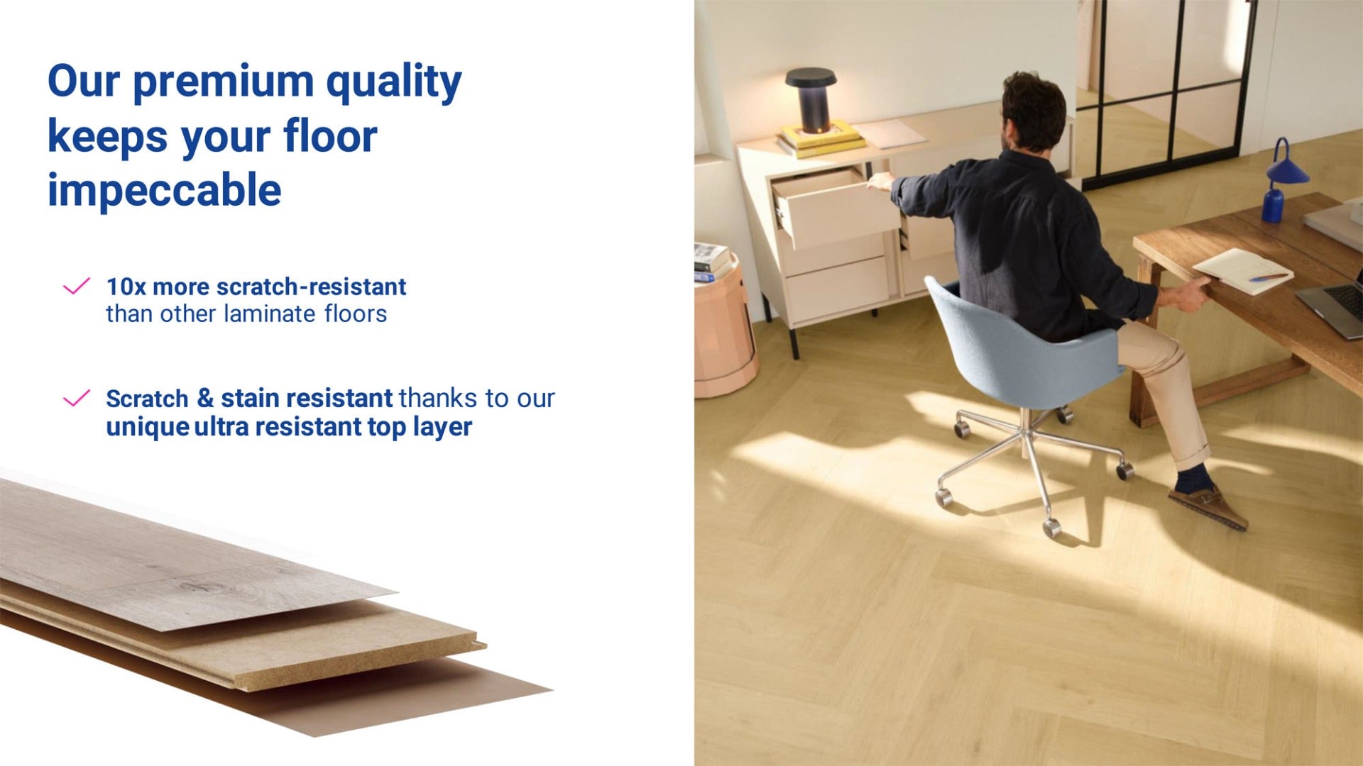 Quickstep Classic Oak Natural Laminate 12mm, laminate flooring at Irwin Tiles, view 7