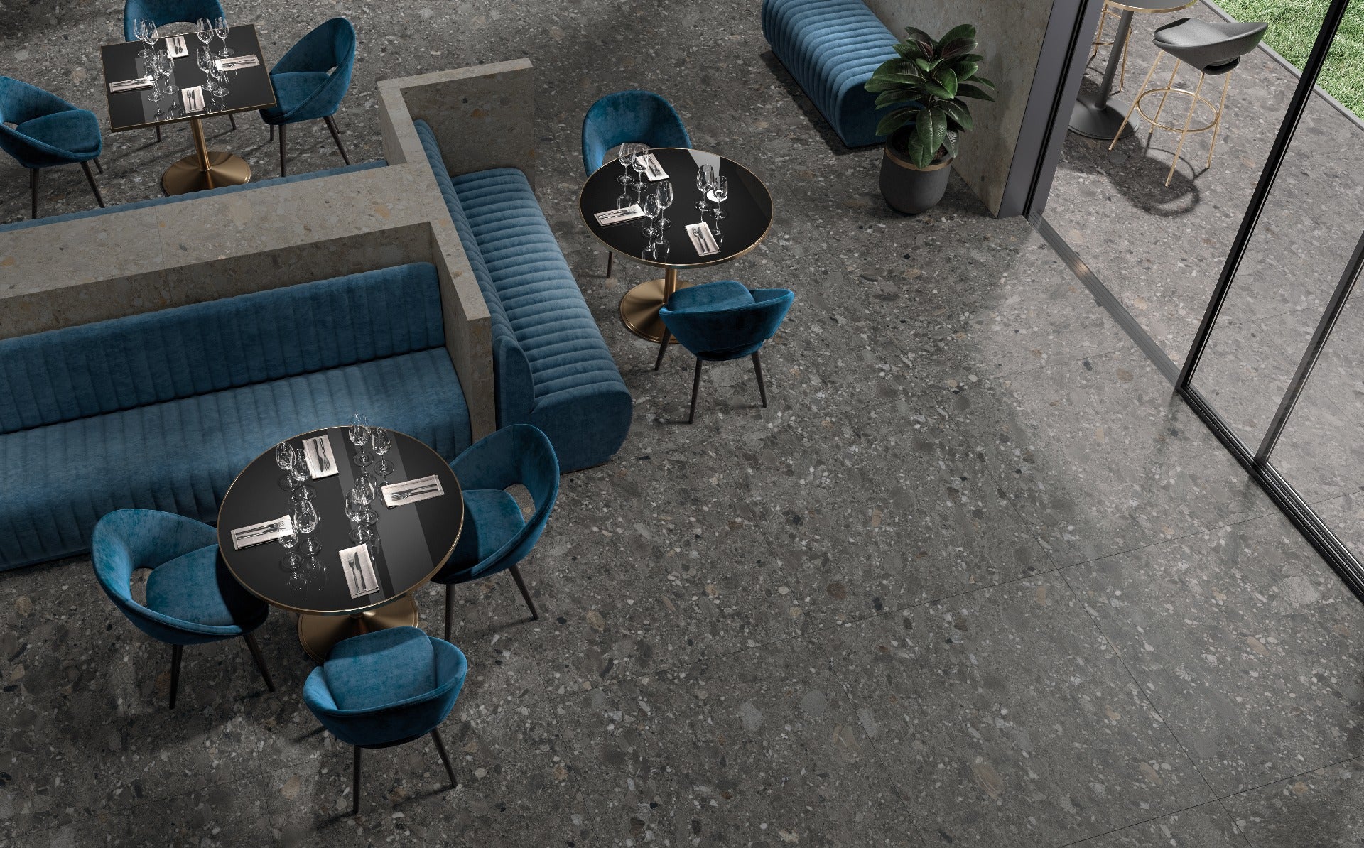 Ceppo Nero 120 x 120cm, matt porcelain tile for bathroom and other wet floors at Irwin Tiles