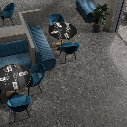 Ceppo Nero 120 x 120cm, matt porcelain tile for bathroom and other wet floors at Irwin Tiles