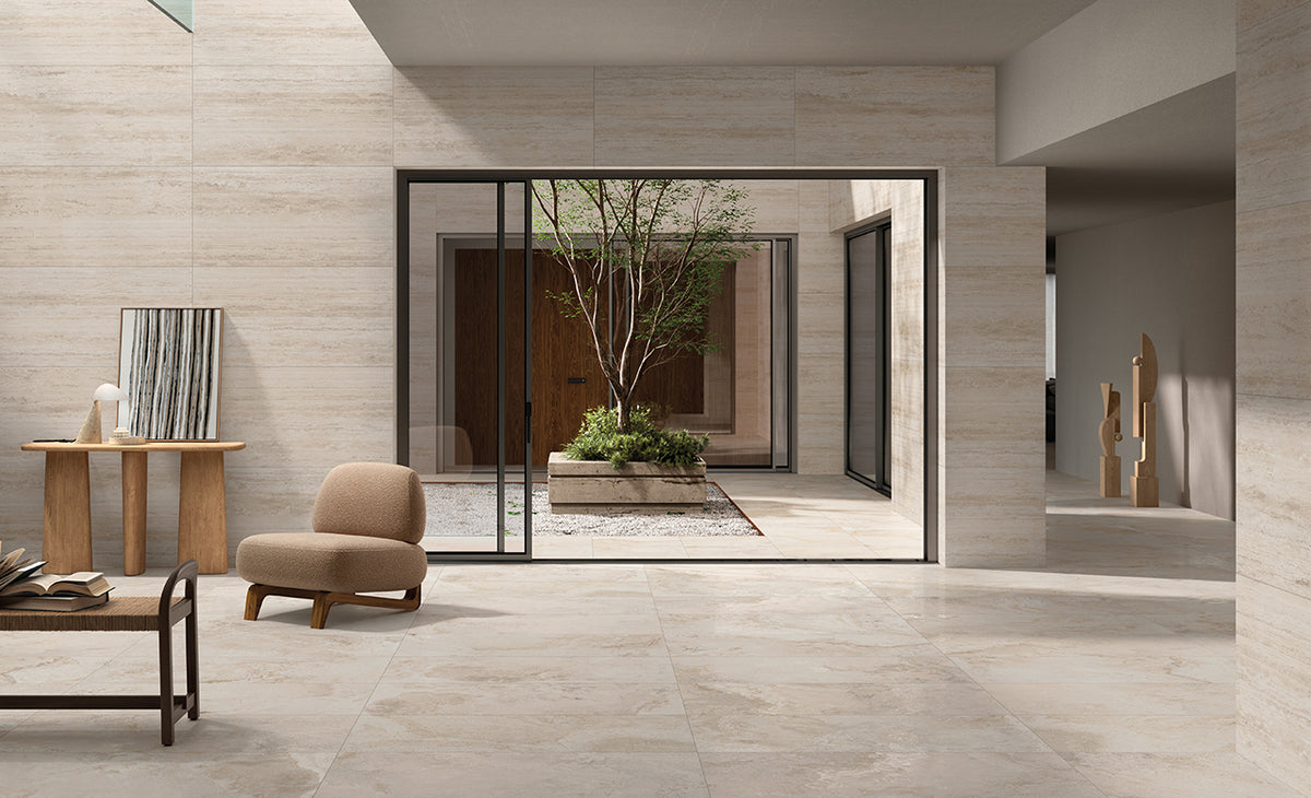 Contro Ivory 100x100cm, porcelain tile at Irwin Tiles