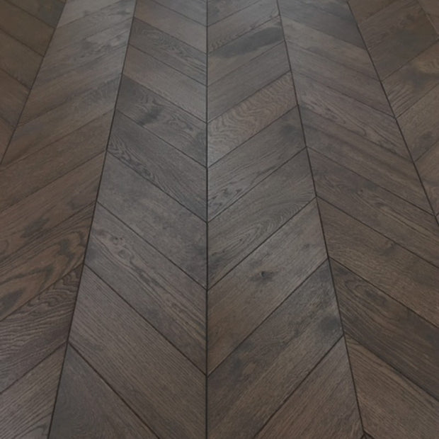 Chevron Oak Bastille Solid, oiled solid wood flooring at Irwin Tiles