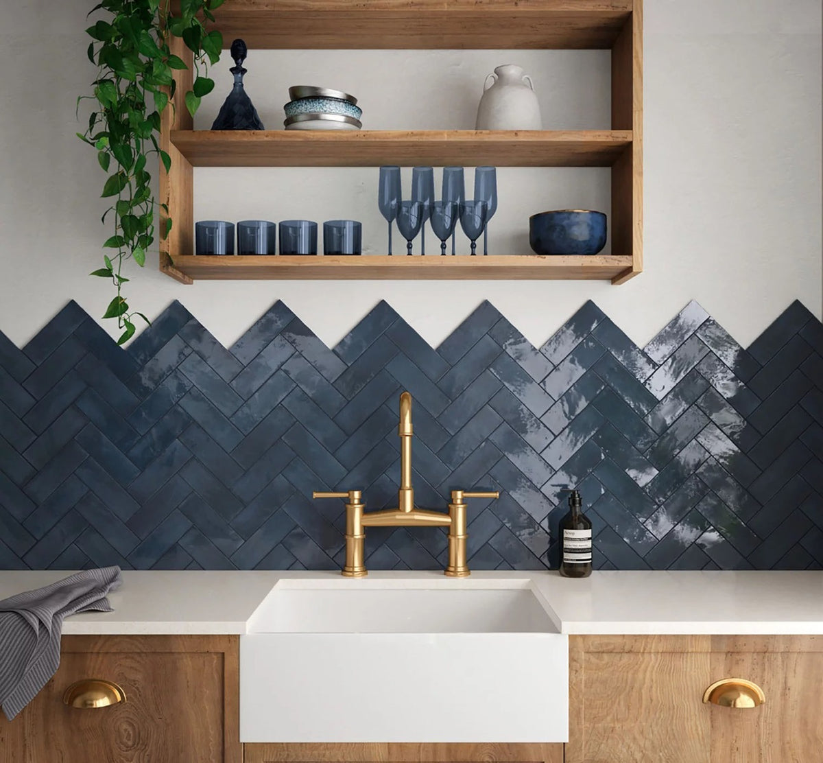 Coco Blue Night Glossy 5 x 15cm, porcelain tile at Irwin Tiles