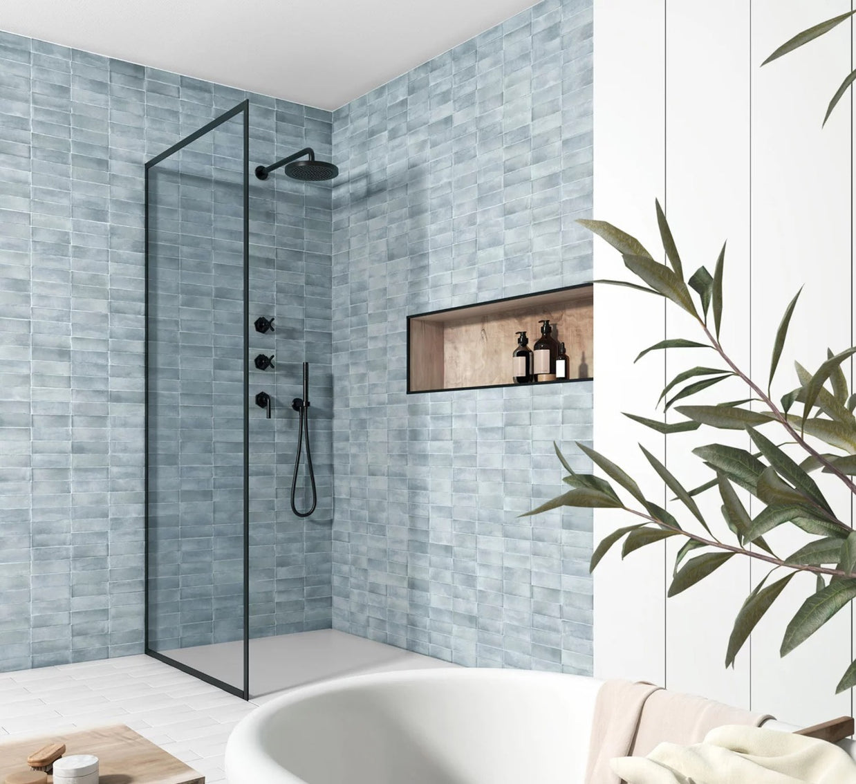 Coco Blue Grass Matt 5 x 15cm, porcelain tile at Irwin Tiles