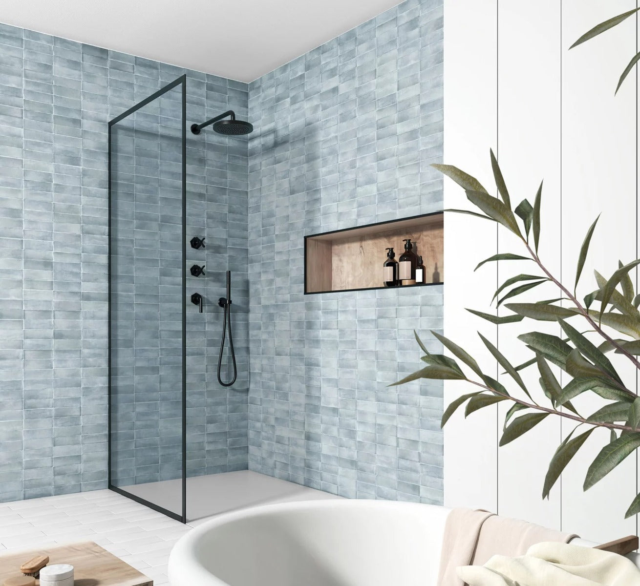 Coco Blue Grass Matt 5 x 15cm, porcelain tile at Irwin Tiles