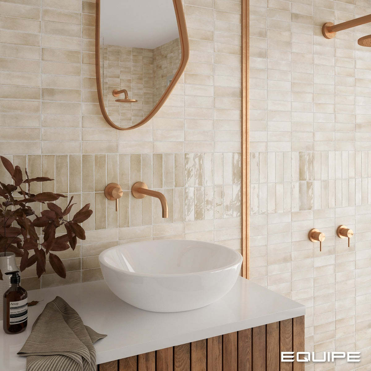 Coco Canvas Glossy 5 x 15cm, cream wall tile from Irwin Tiles, Co. Monaghan