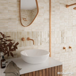 Coco Canvas Glossy 5 x 15cm, cream wall tile from Irwin Tiles, Co. Monaghan