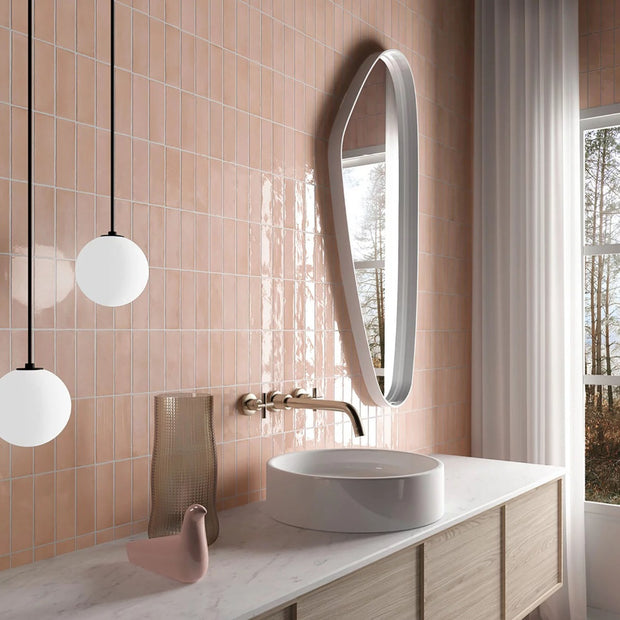 Coco Orchard Pink Glossy 5 x 15cm, porcelain wall tile at Irwin Tiles