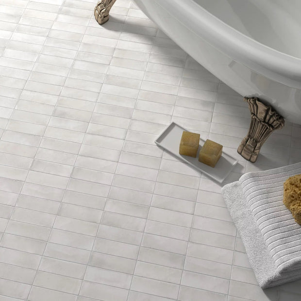 Coco White Matt 5 x 15cm, porcelain tile at Irwin Tiles