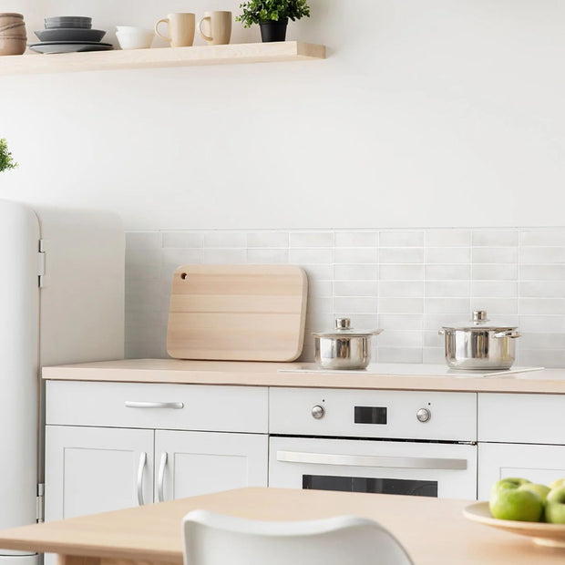 Coco White Matt 5 x 15cm, porcelain tile for kitchens, bathrooms and hallways at Irwin Tiles