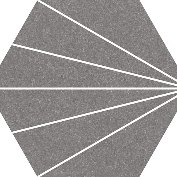 Compostela Hex Gris 22.5 x 25.9cm, porcelain tile at Irwin Tiles