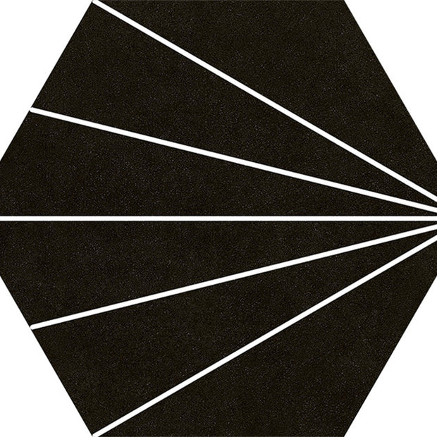 Compostela Hex Nero 22.5 x 25.9cm, porcelain tile at Irwin Tiles