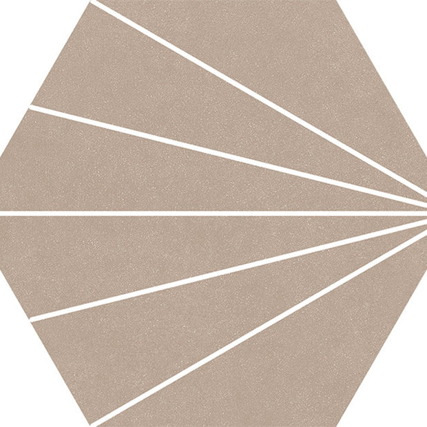 Compostela Hex Taupe 22.5 x 25.9cm, matt tile at Irwin Tiles