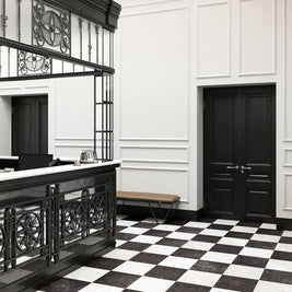 Concert Black 40 x 40cm, matt porcelain tile for kitchens, bathrooms and hallways at Irwin Tiles
