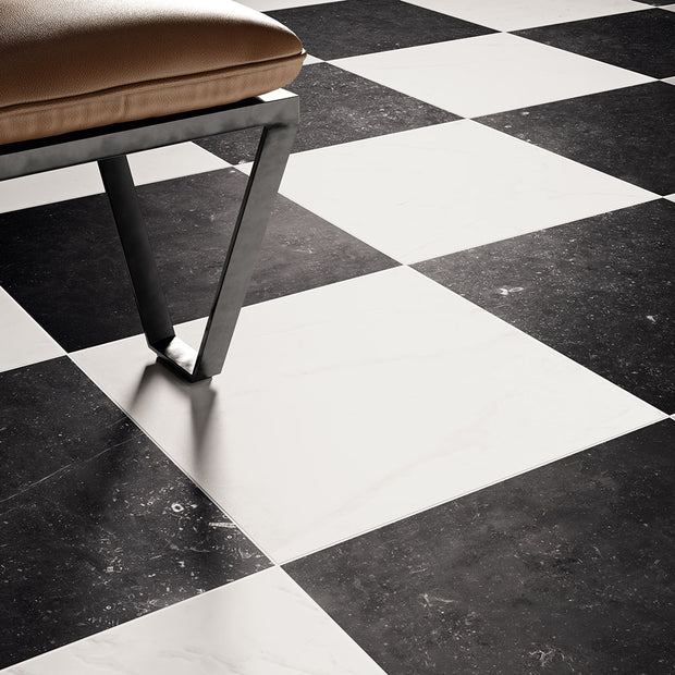 Concert Black & White Chequered 40x40cm, porcelain tile at Irwin Tiles