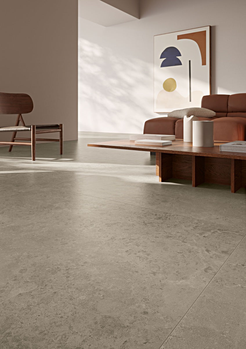 Concreta Ecru 100 x 100cm, matt porcelain tile for bathroom and other wet floors at Irwin Tiles