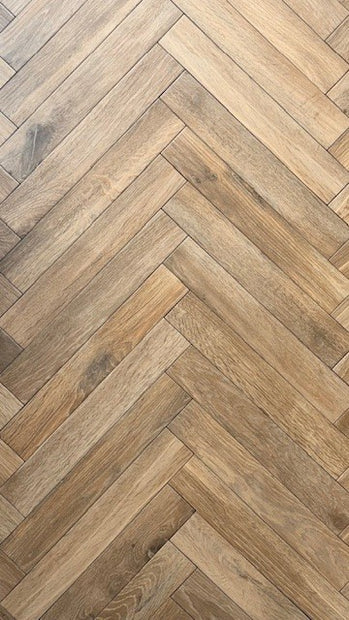 Cortina Cognac Herringbone 7.5x45cm, light wood effect tile from Irwin Tiles, Co. Monaghan