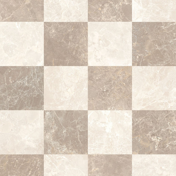 Cosmopolitan Cream & Taupe Chequered 30x30cm, matt tile at Irwin Tiles