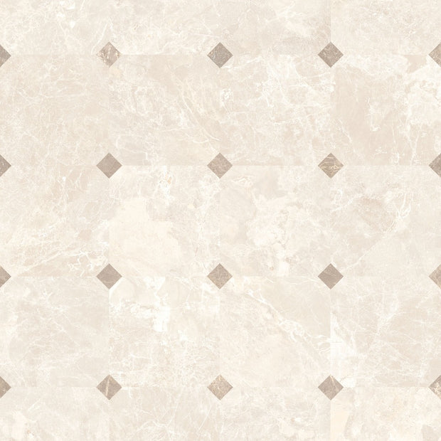 Cosmopolitan Cream Octagon 30x30cm (Taupe Insert 5x5cm), matt tile at Irwin Tiles