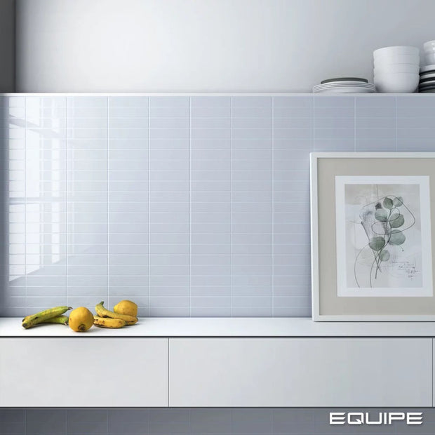Costa Nova Baby Blue Glossy 5x20cm, wall tile at Irwin Tiles