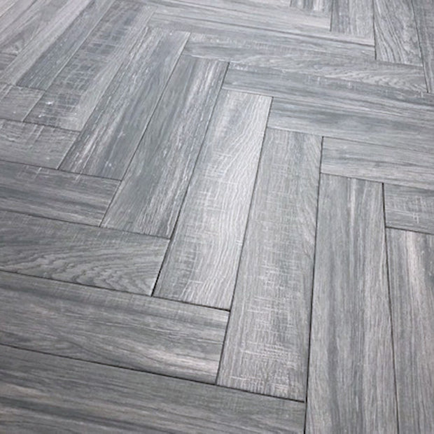 Cracovia Gris Wood Effect Herringbone, matt tile at Irwin Tiles
