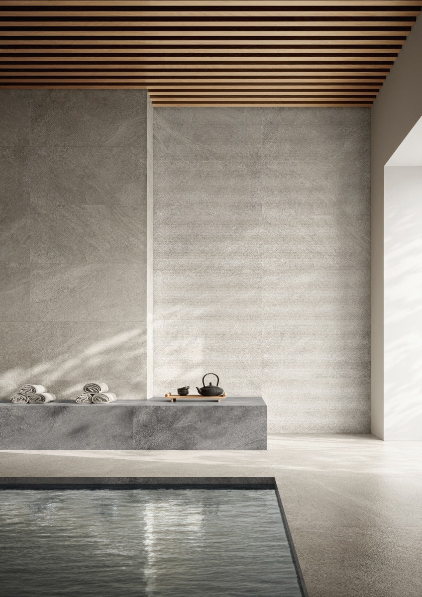 Bergstone Pearl 90x90cm, porcelain tile at Irwin Tiles