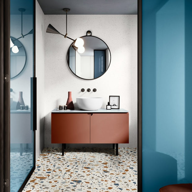 Deconcrete De-Maxi White 90 x 90cm, terrazzo tile at Irwin Tiles