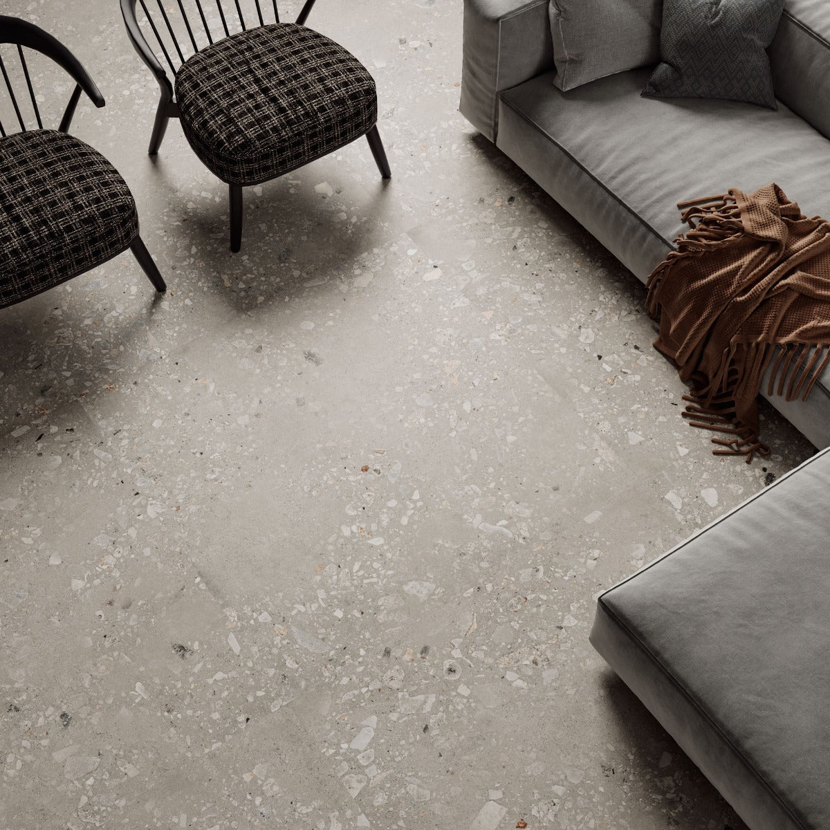 Cosmo Cement 90x90cm, grey matt tile at Irwin Tiles