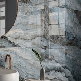 Mystic Ocean Krystal Finish 120x278cm, gloss porcelain tile for kitchens, bathrooms and hallways at Irwin Tiles