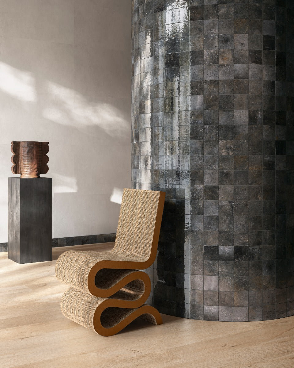 Pixel Black Glossy 10x10cm, porcelain tile at Irwin Tiles