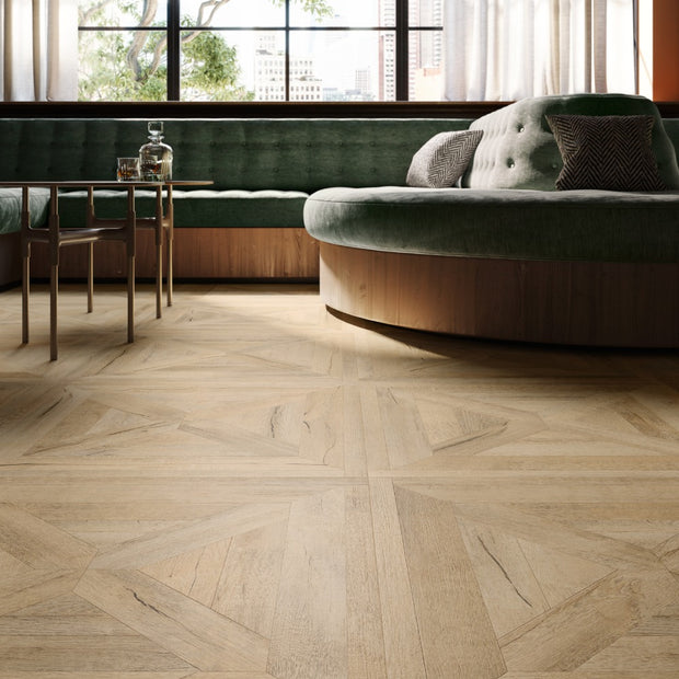 Ricordi Charme (02) 90 x 90cm, light wood effect matt tile at Irwin Tiles