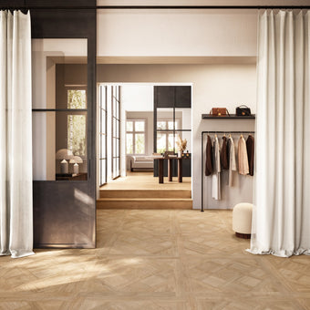 Ricordi Classic (01) 90 x 90cm, light wood effect tile from Irwin Tiles, Co. Monaghan