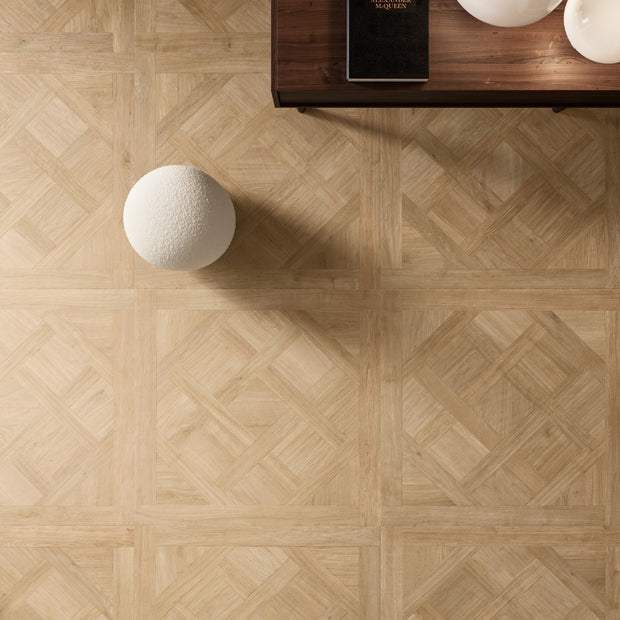 Ricordi Classic (01) 90 x 90cm, light wood effect matt tile at Irwin Tiles