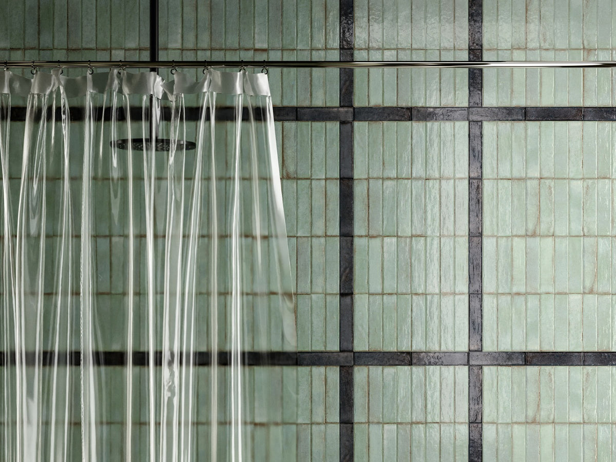 Tetris Breeze Glossy 5x20cm wall tile, green, at Irwin Tiles