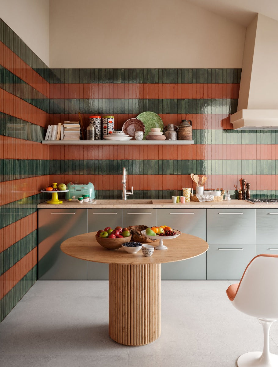 Tetris Forest Glossy 5 x 20cm, porcelain wall tile sold by the box at Irwin Tiles