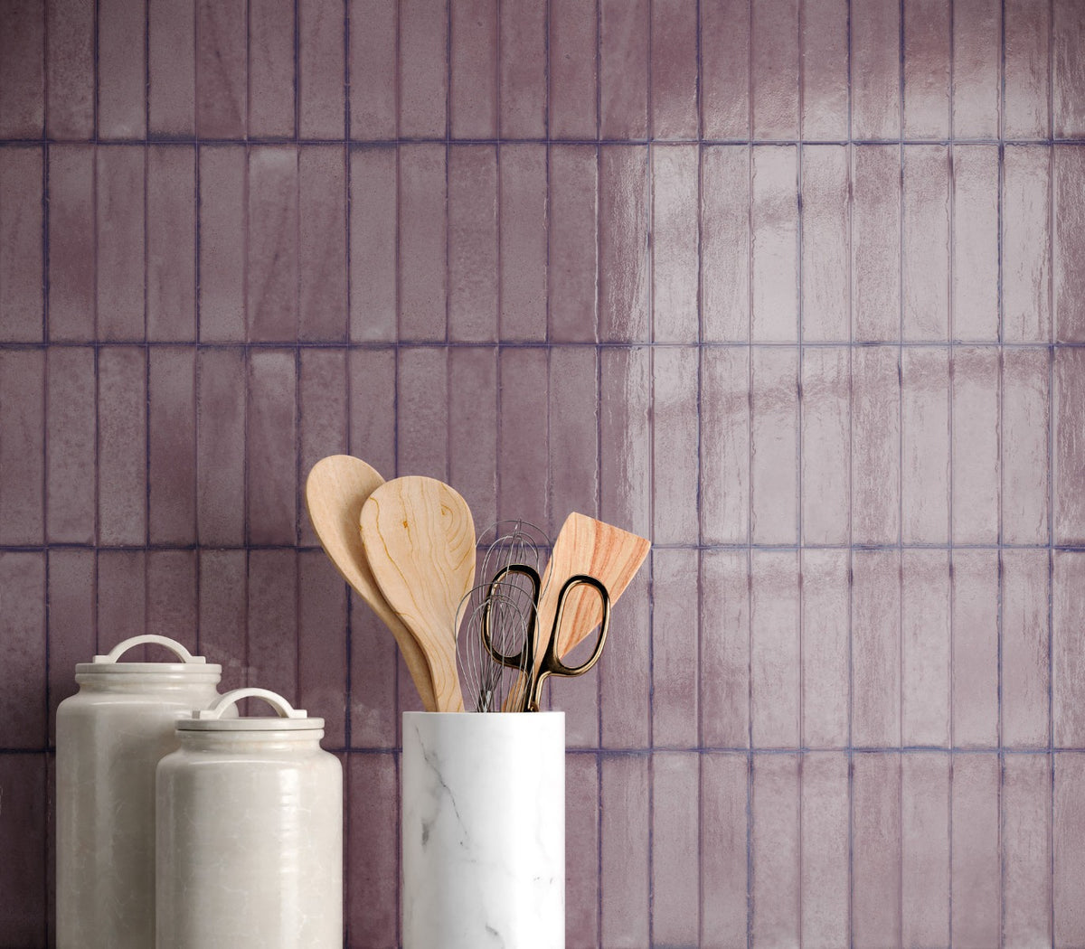 Tetris Orchid Glossy 5x20cm, pink wall tile from Irwin Tiles, Co. Monaghan