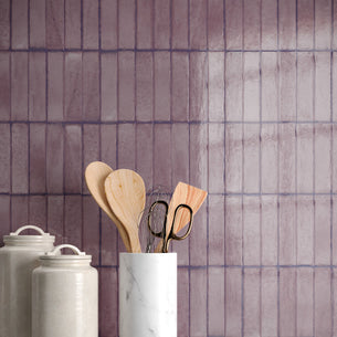 Tetris Orchid Glossy 5x20cm, pink wall tile from Irwin Tiles, Co. Monaghan