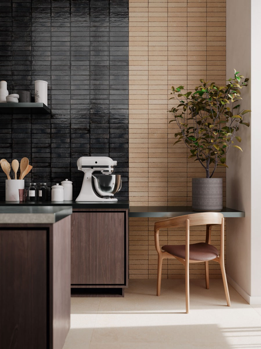 Tetris Smoke Glossy 5 x 20cm, porcelain wall tile at Irwin Tiles