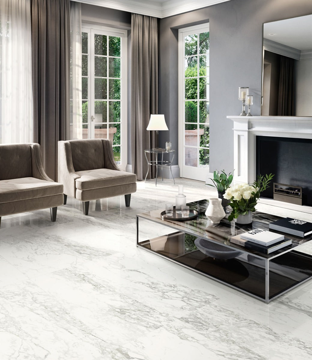 Trumari Arabesco (Krystal Finish) 90 x 180cm, gloss porcelain tile for kitchens, bathrooms and hallways at Irwin Tiles