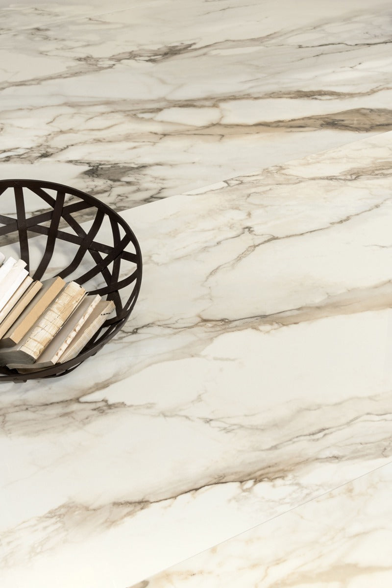 Trumari Gold (Krystal Finish) 90 x 180cm, gloss porcelain tile for kitchens, bathrooms and hallways at Irwin Tiles