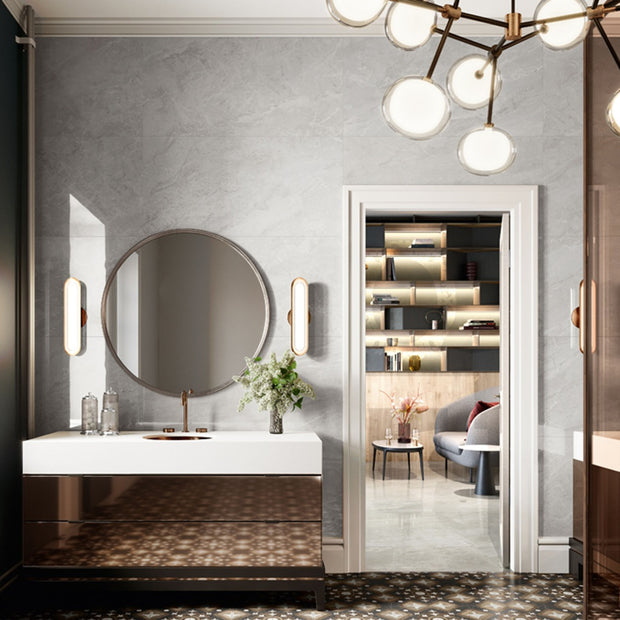 Trumari Silver (Krystal Finish) 90 x 180cm, gloss tile at Irwin Tiles