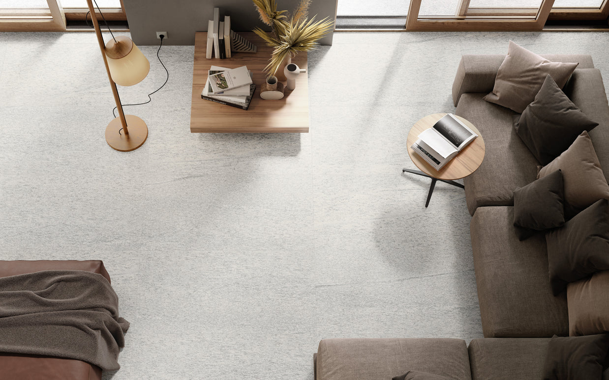 Duke White (Granite Look) 60 x 120cm tile, gloss, at Irwin Tiles