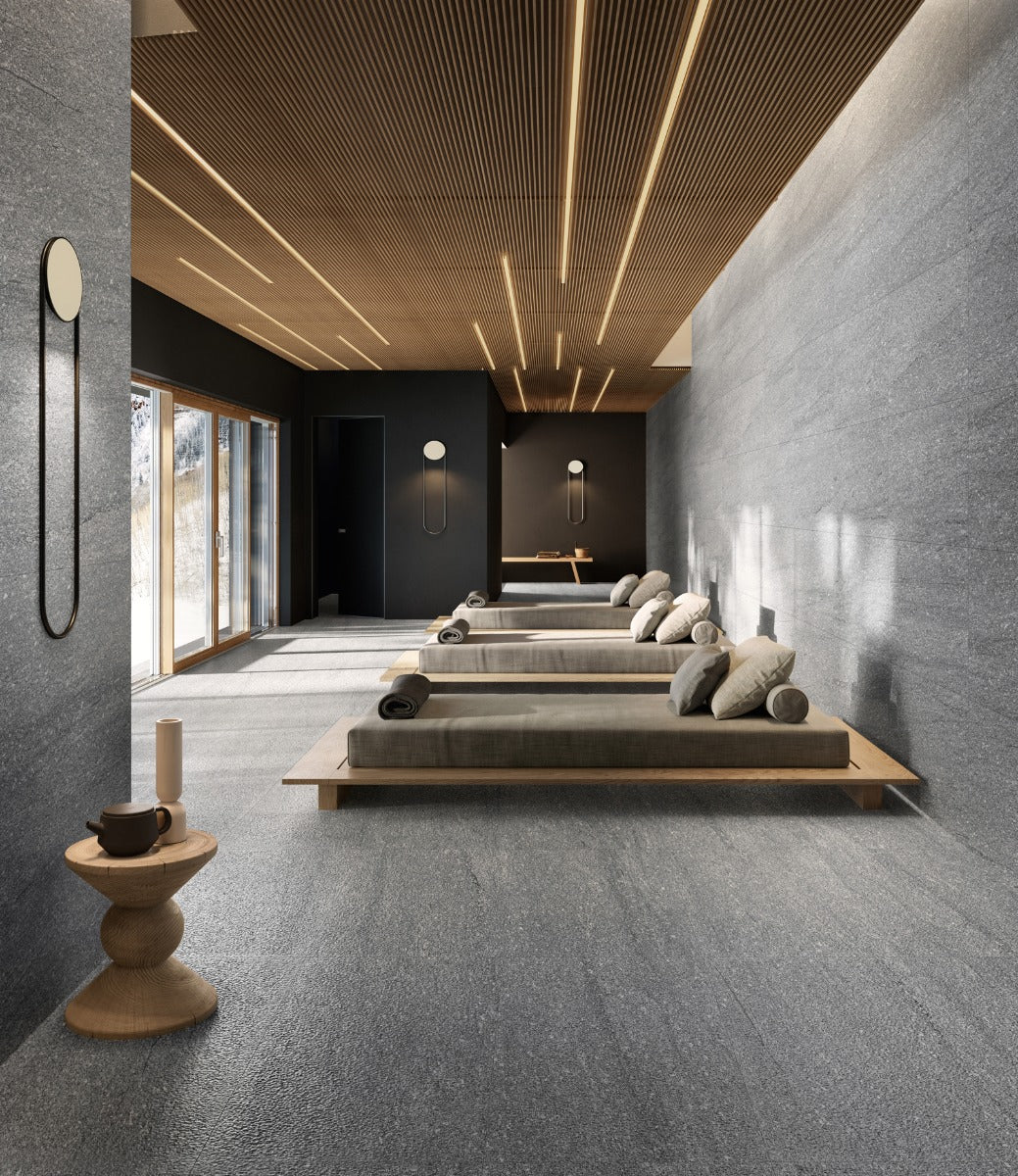 London Grey (Granite Look) 60 x 120cm tile, matt, at Irwin Tiles