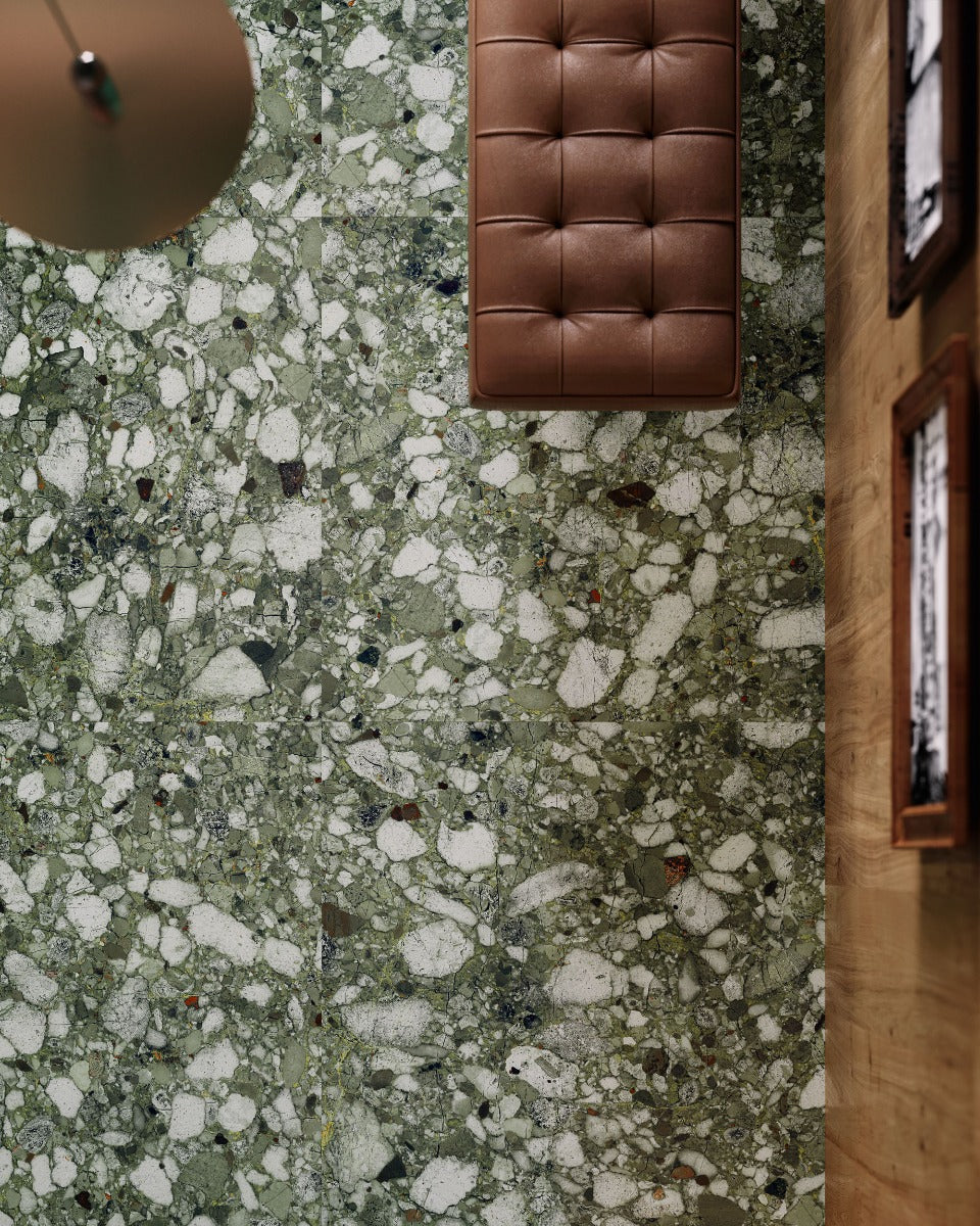 Venistone Emerald Glossy 89 x 89cm, green tile at Irwin Tiles