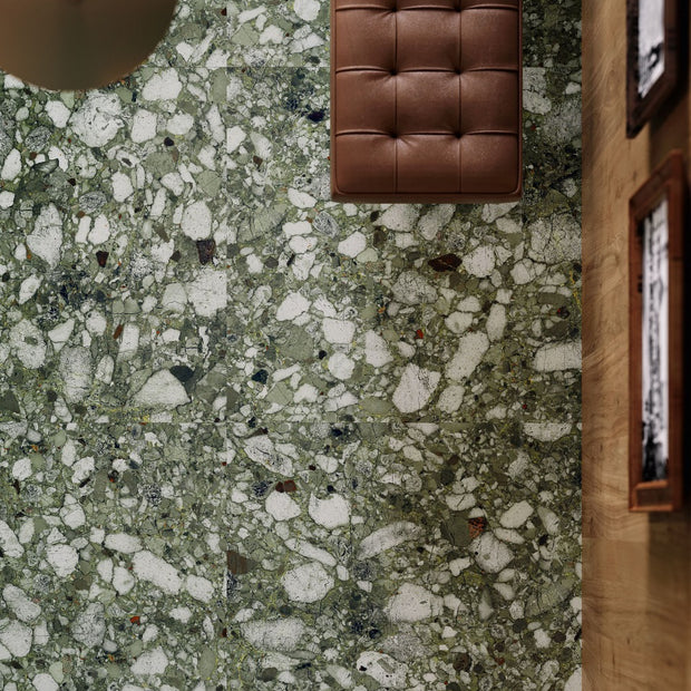 Venistone Emerald Glossy 89 x 89cm, green tile at Irwin Tiles