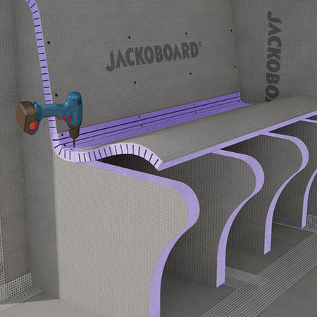 Jackoboard Curved Edge Shower Seat Kit with Backrest, shower seat kit for tiled wetroom and shower at Irwin Tiles, view 7