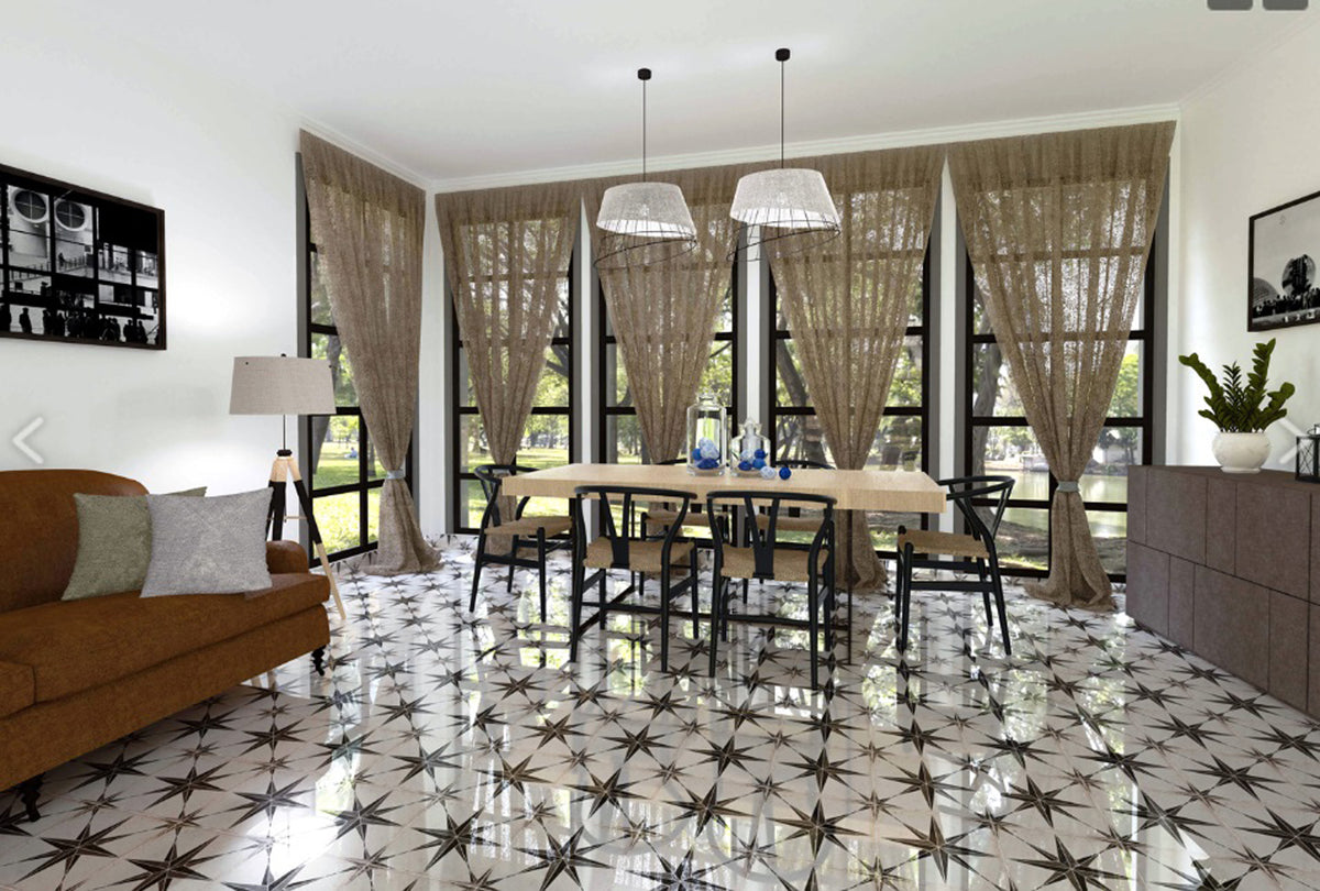 Dakota Negro (Shiny) 29 x 29cm, gloss tile at Irwin Tiles