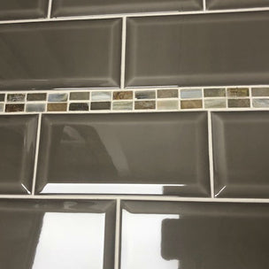 Dark Grey Bevelled 20x10cm, gloss wall tile at Irwin Tiles
