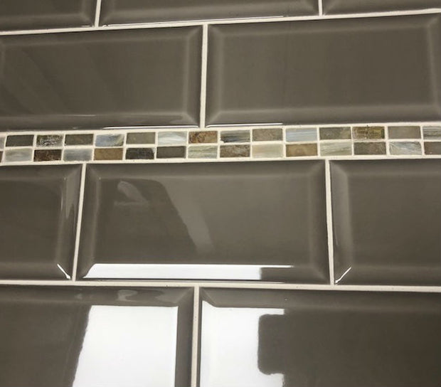 Dark Grey Bevelled 20x10cm, gloss wall tile at Irwin Tiles