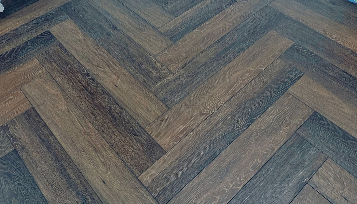 Dark Truffle Herringbone Laminate 12mm Waterproof, laminate flooring at Irwin Tiles