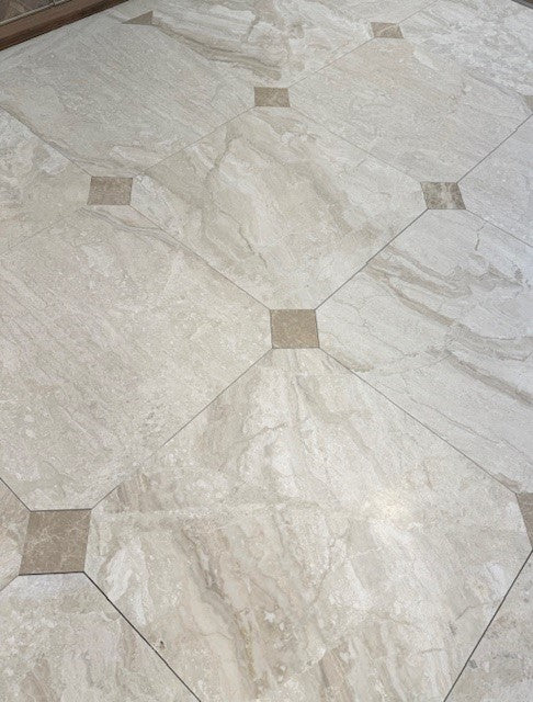Diana Royal Marble Honed 61x61cm (Paradise Honed Insert), natural stone floor tile at Irwin Tiles